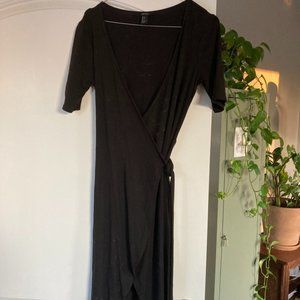 Black Midi Wrap Dress